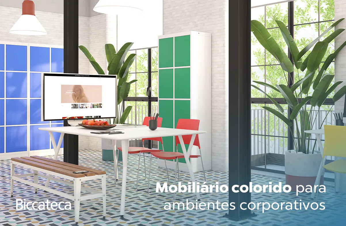Mobiliário colorido para ambientes corporativos - Biccateca